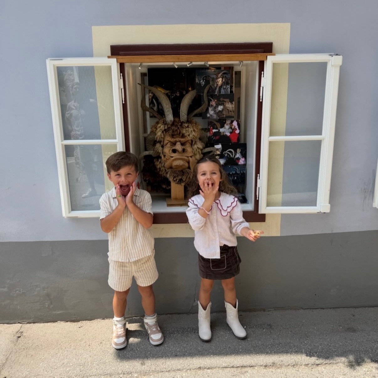 Our kids being themselves in an Austrian village