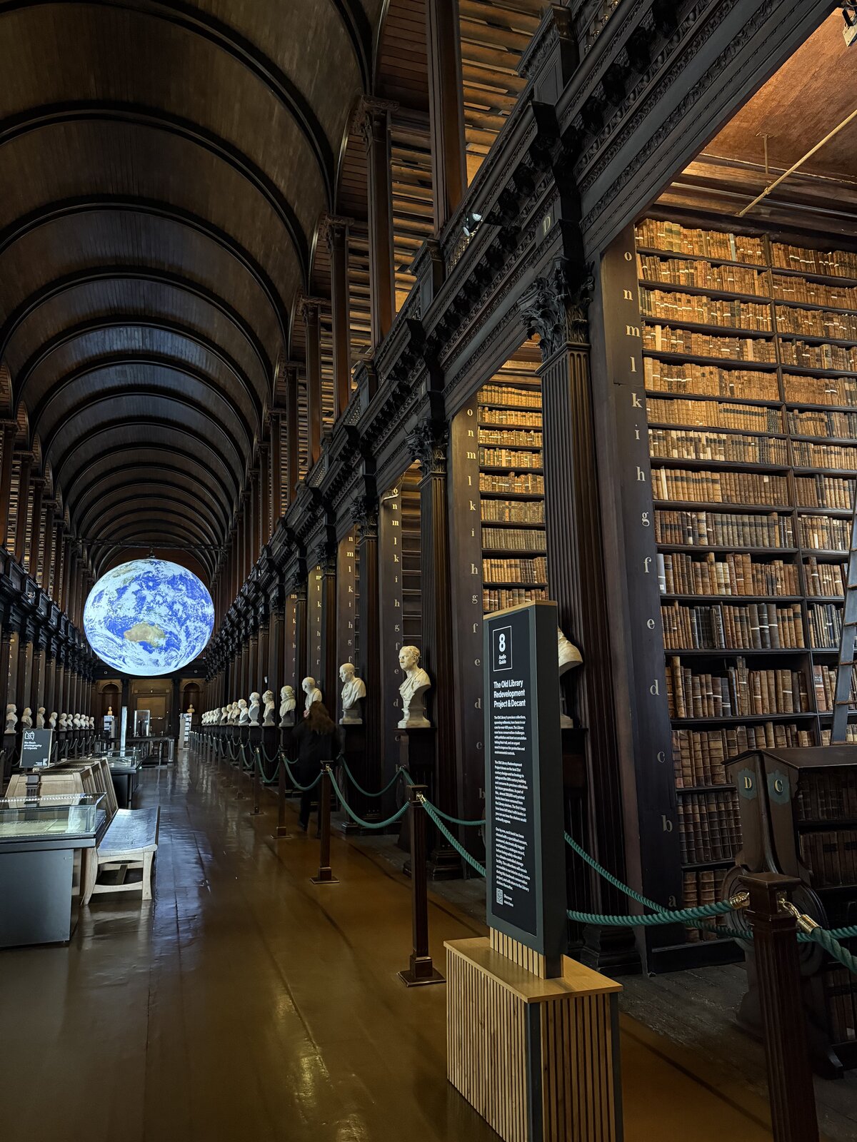 The Long Room at Trinity College with its barrel-vaulted ceiling
