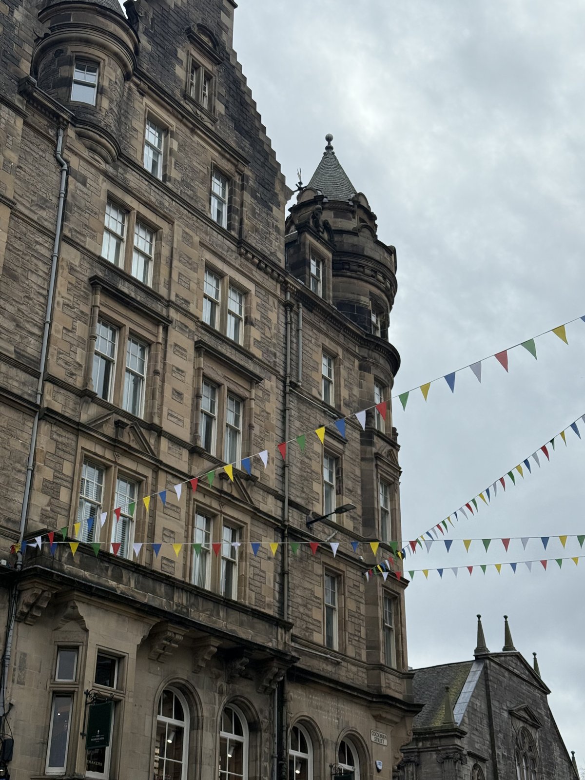 Bunting above Edinburgh's historic Cockburn Street