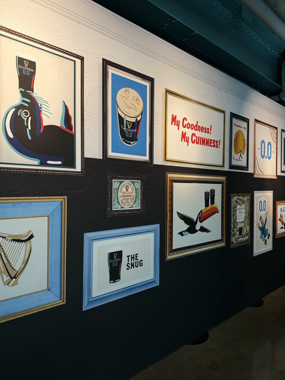 Vintage Guinness advertisements on display at the Guinness Storehouse