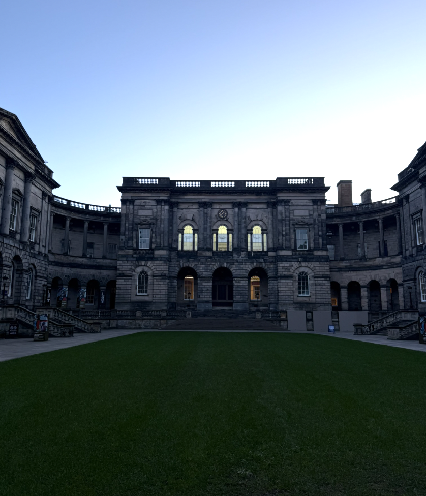 Edinburgh's Old College quadrangle at dusk