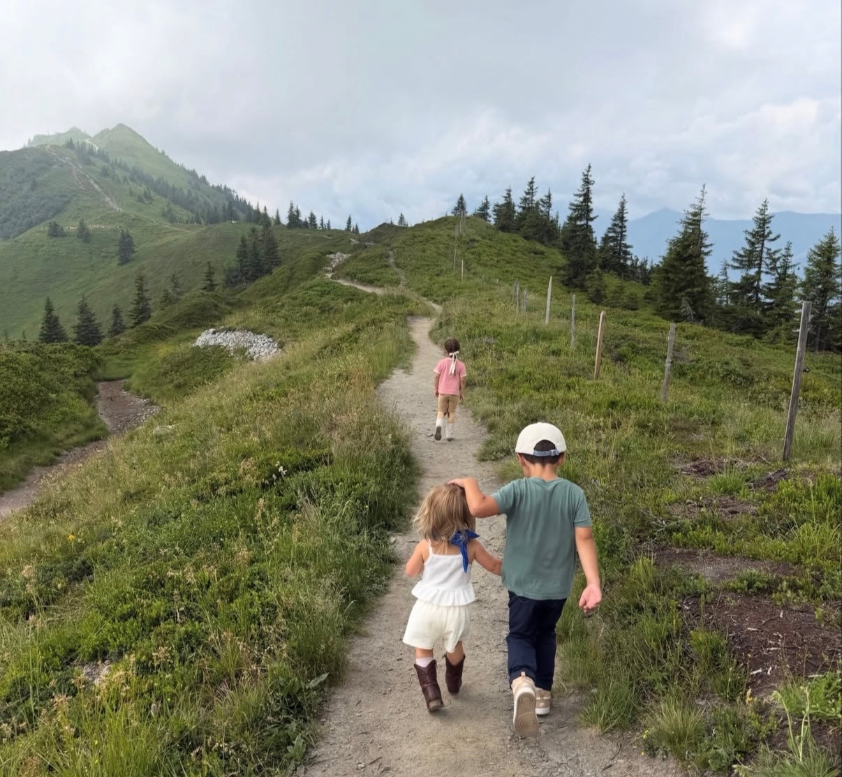 Kids on an alpine trail in Austria